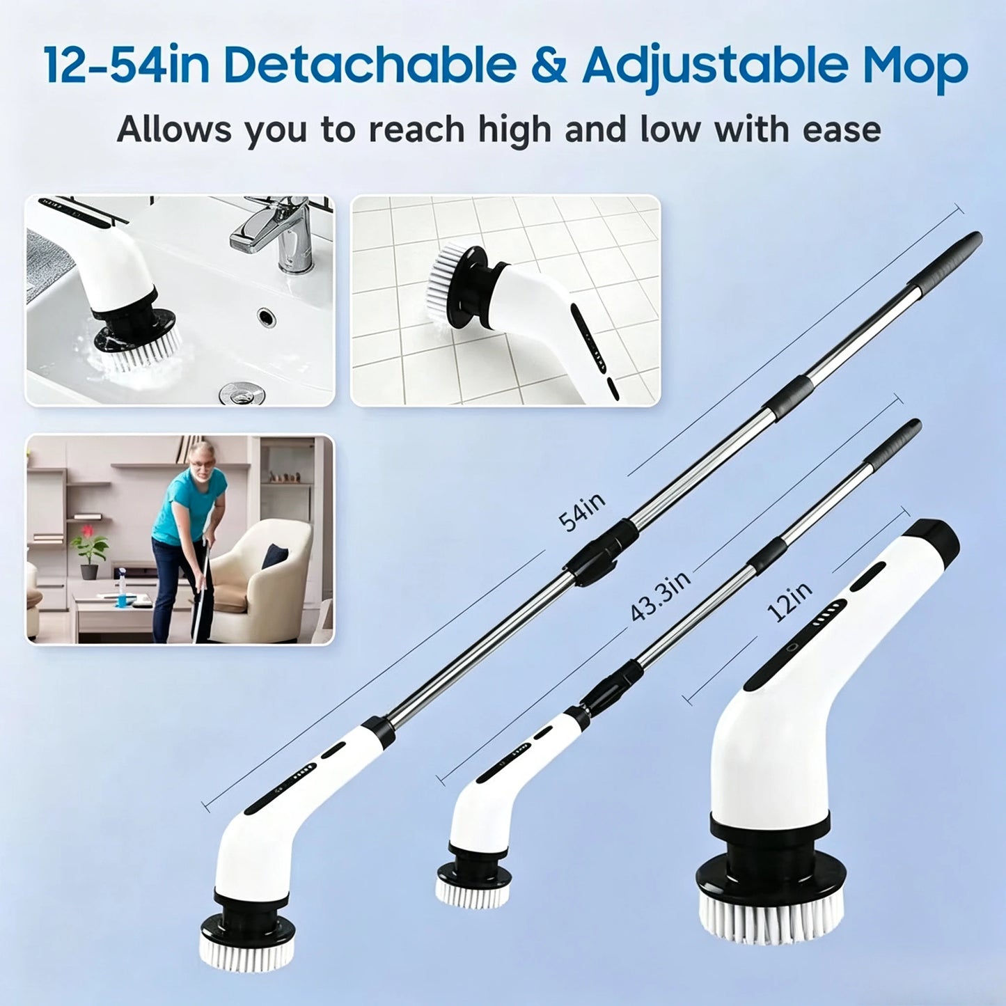 2026 9 In 1 Electric Spin Scrubber Cordless Waterproof Cleaning Brush Tile Floor Tub Bathroom Kitchen Household Washing Gadget