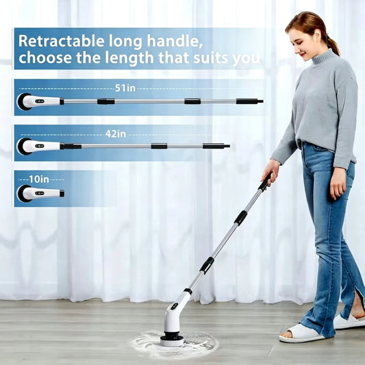 2026 9 In 1 Electric Spin Scrubber Cordless Waterproof Cleaning Brush Tile Floor Tub Bathroom Kitchen Household Washing Gadget
