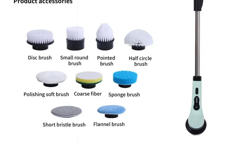 2026 9 In 1 Electric Spin Scrubber Cordless Waterproof Cleaning Brush Tile Floor Tub Bathroom Kitchen Household Washing Gadget