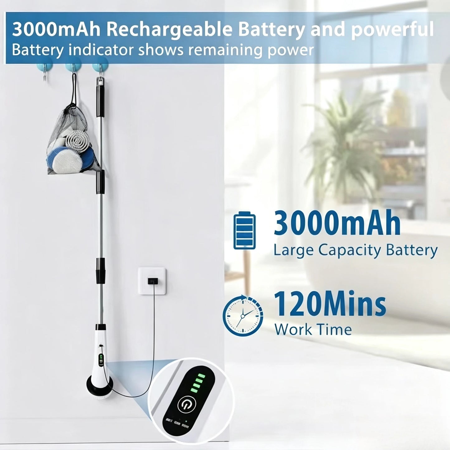 2026 9 In 1 Electric Spin Scrubber Cordless Waterproof Cleaning Brush Tile Floor Tub Bathroom Kitchen Household Washing Gadget